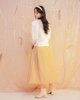 Silk midi skirt with A-line silhouette and soft pleats for refined everyday elegance